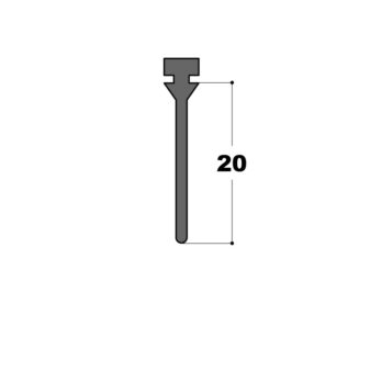 Joint à lèvre droite 20 mm (racleur en applique pivotantes semi-iso, périphérique coulissantes semi-iso)